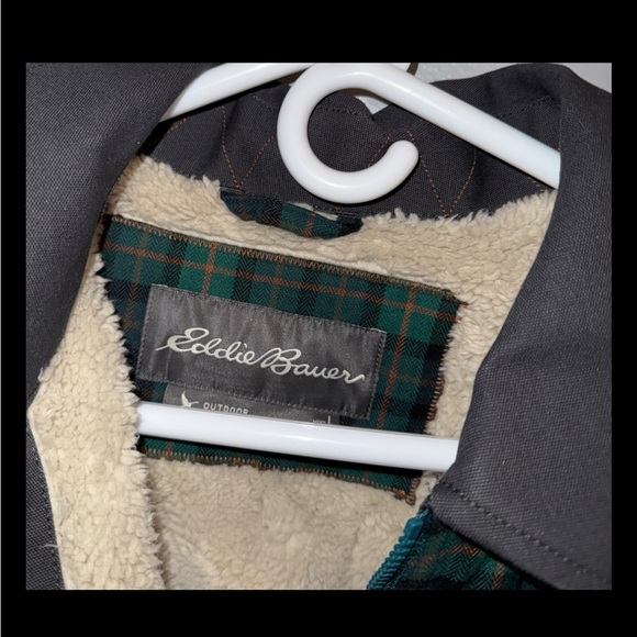 Eddie Bauer Men's Blue and Green Plaid Fleece-Lined Jacket Size Large - Picture 3 of 6